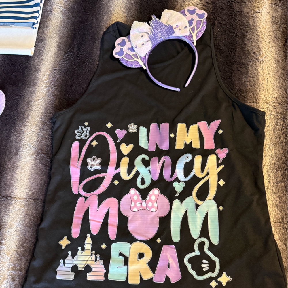 Black Tank Top with Pastel Rainbow 'In My Disney Era' Graphic Disney mom bundle